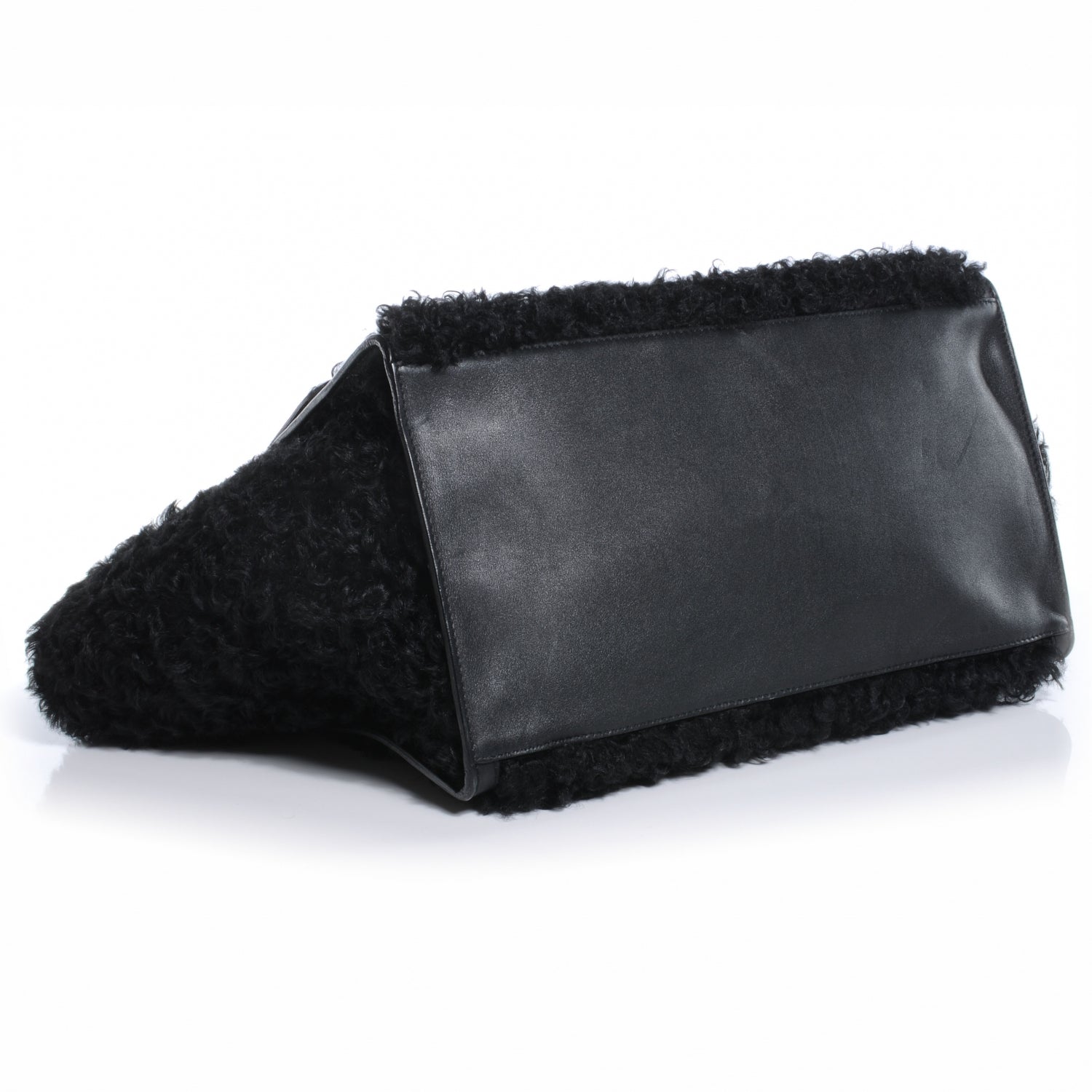 Celine Calfskin and Curly Lamb Small Trapeze Black 4 of 8