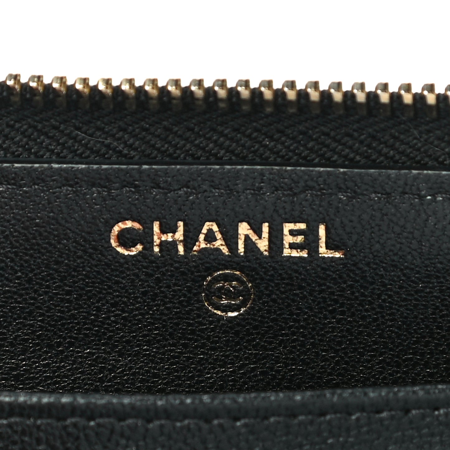 Sheepskin Chevron Quilted Mademoiselle Vintage Zip Around Wallet Black