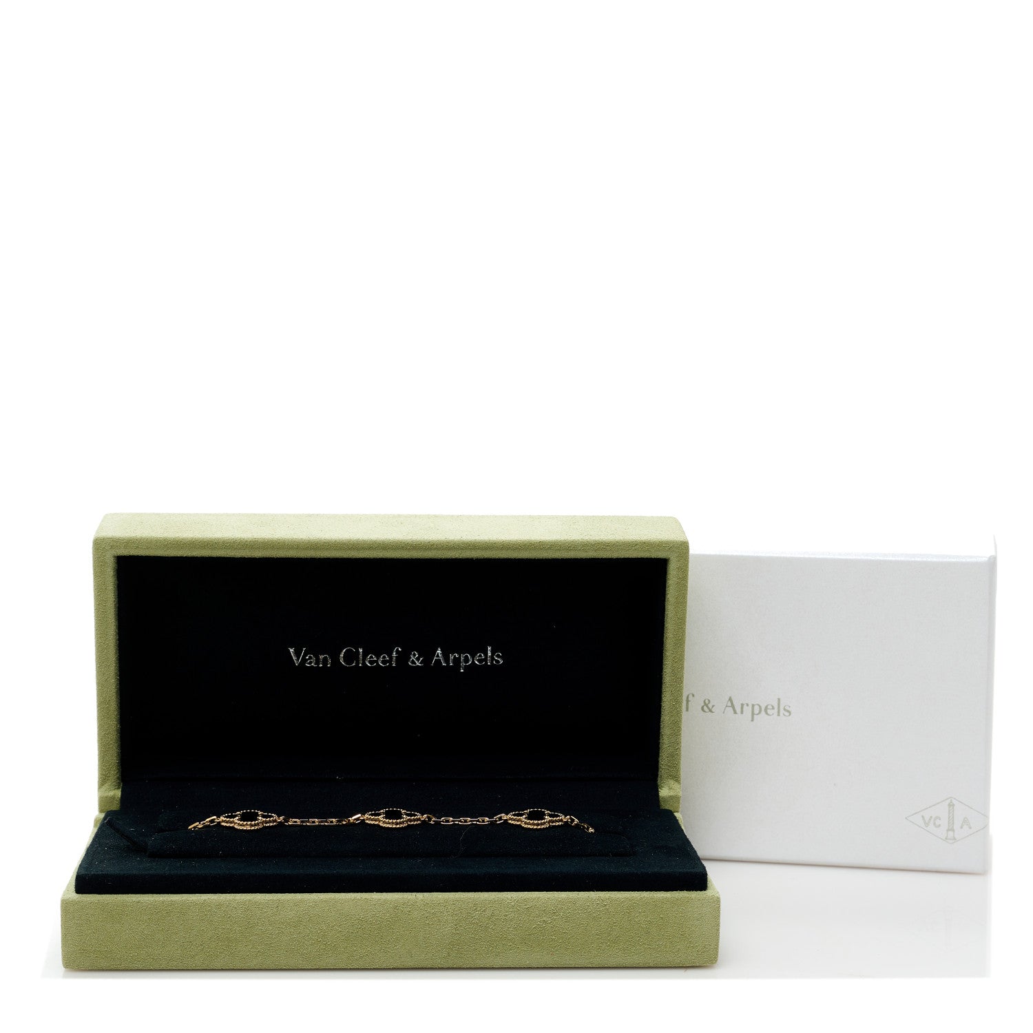 Van Cleef & Arpels 18K Yellow Gold Black Onyx 5 Motifs Vintage Alhambra Bracelet 5 of 5