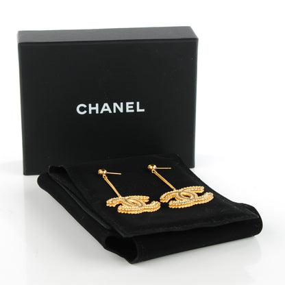 Chanel CC Drop Earrings Matte Gold 5 of 5