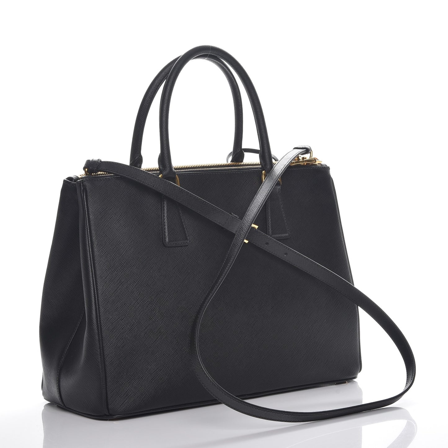 Saffiano Medium Galleria Double Zip Tote Black