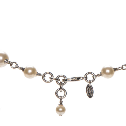 Chanel Crystal Pearl CC Long Necklace Silver 6 of 6