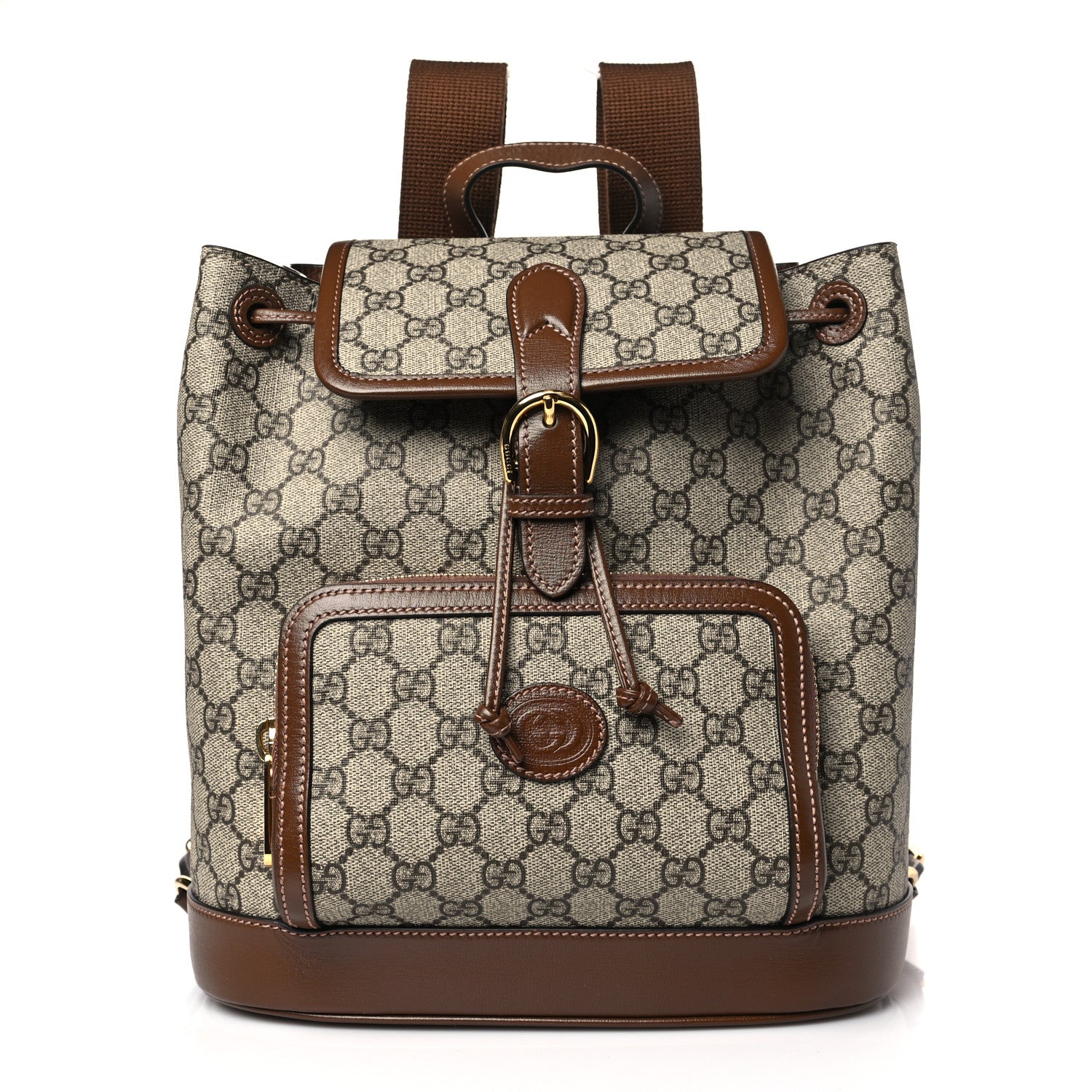 Gucci GG Supreme Monogram Azalea Calfskin Retro Interlocking G Buckle Backpack Beige Ebony Brown Sugar 1 of 10