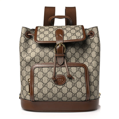 Gucci GG Supreme Monogram Azalea Calfskin Retro Interlocking G Buckle Backpack Beige Ebony Brown Sugar 1 of 10