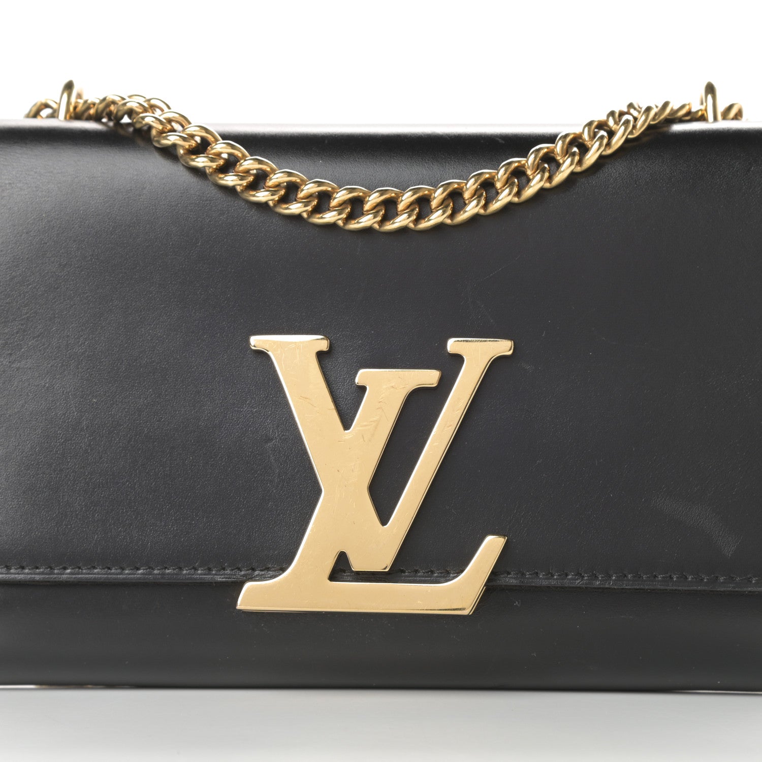 Louis Vuitton Calfskin Chain Louise MM Black 7 of 15