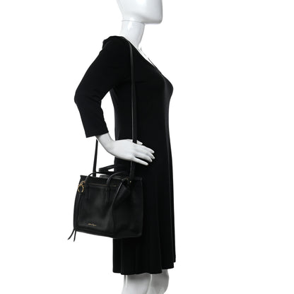 Salvatore Ferragamo Hammered Calfskin Double Handle Small Amy Tote Black 2 of 11