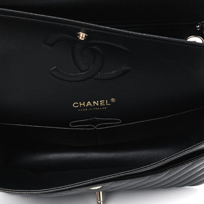 Chanel Caviar Chevron Quilted Medium Double Flap Black 4 of 4