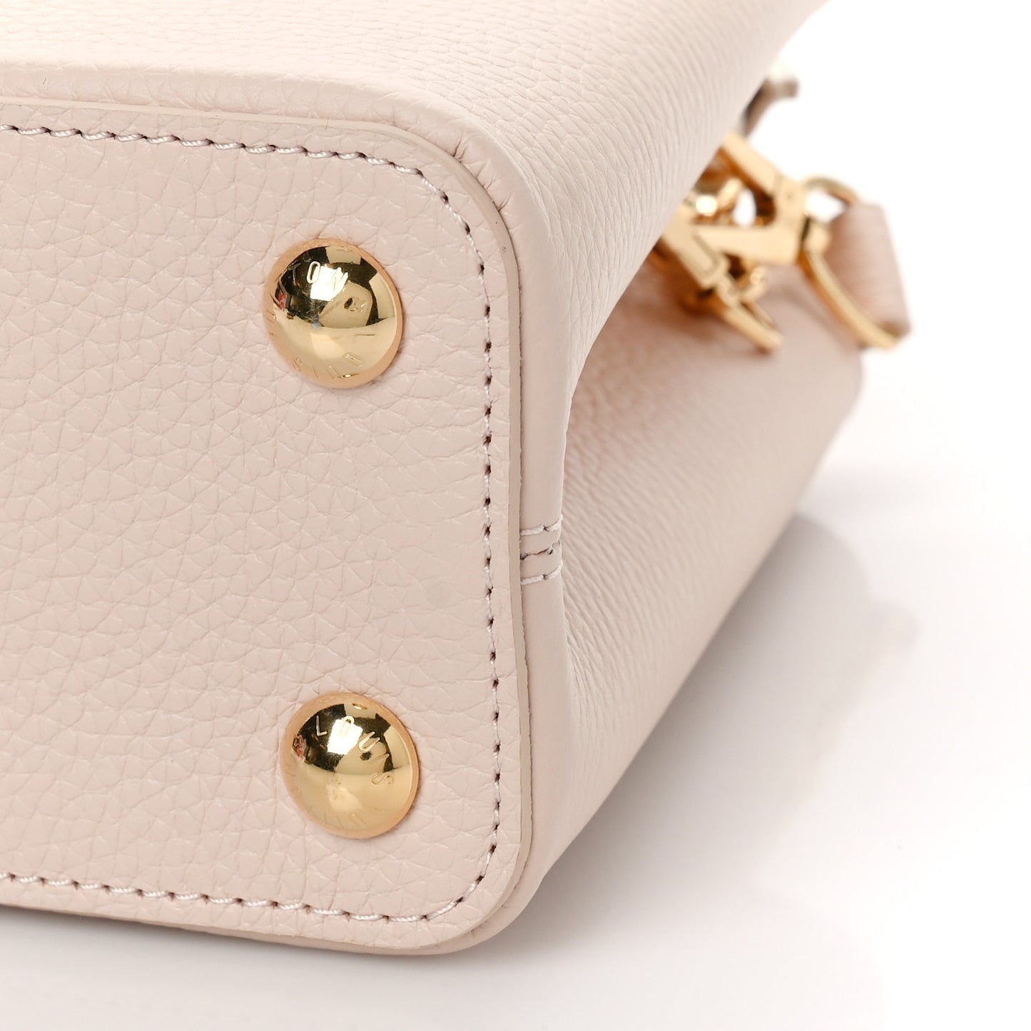 Taurillon Enamel Flower Chain Capucines BB Beige Yellow Creme