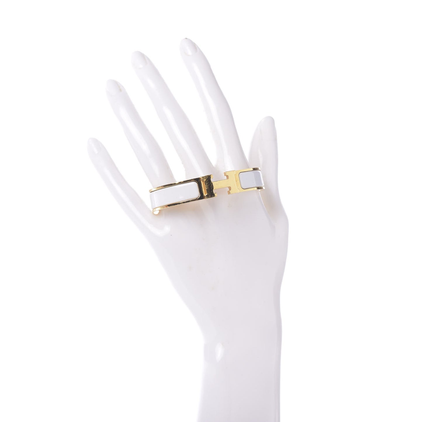 Enamel Narrow Clic Clac H Bracelet PM White
