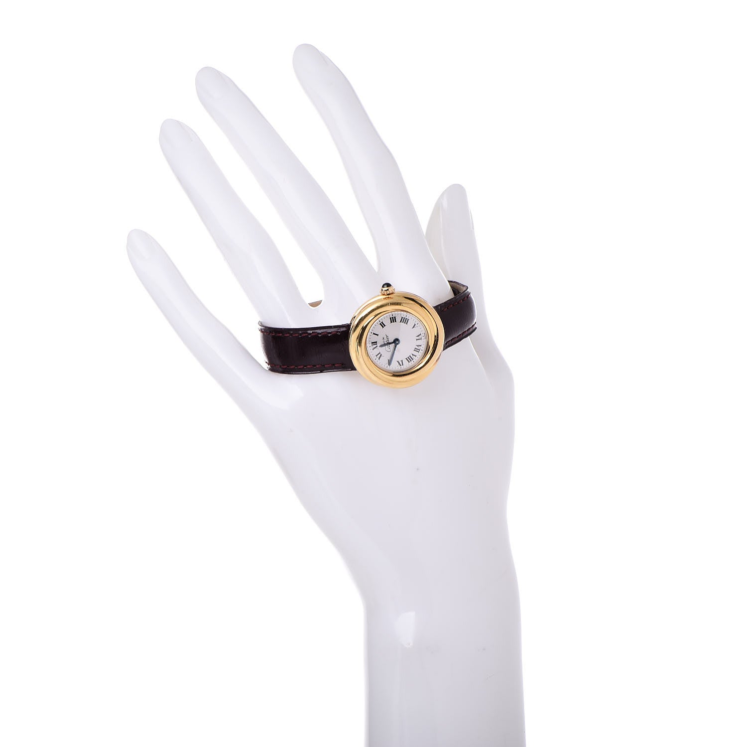 Cartier Sterling Silver Vermeil Calfskin 26mm Must De Cartier Quartz Watch Burgundy 2 of 14