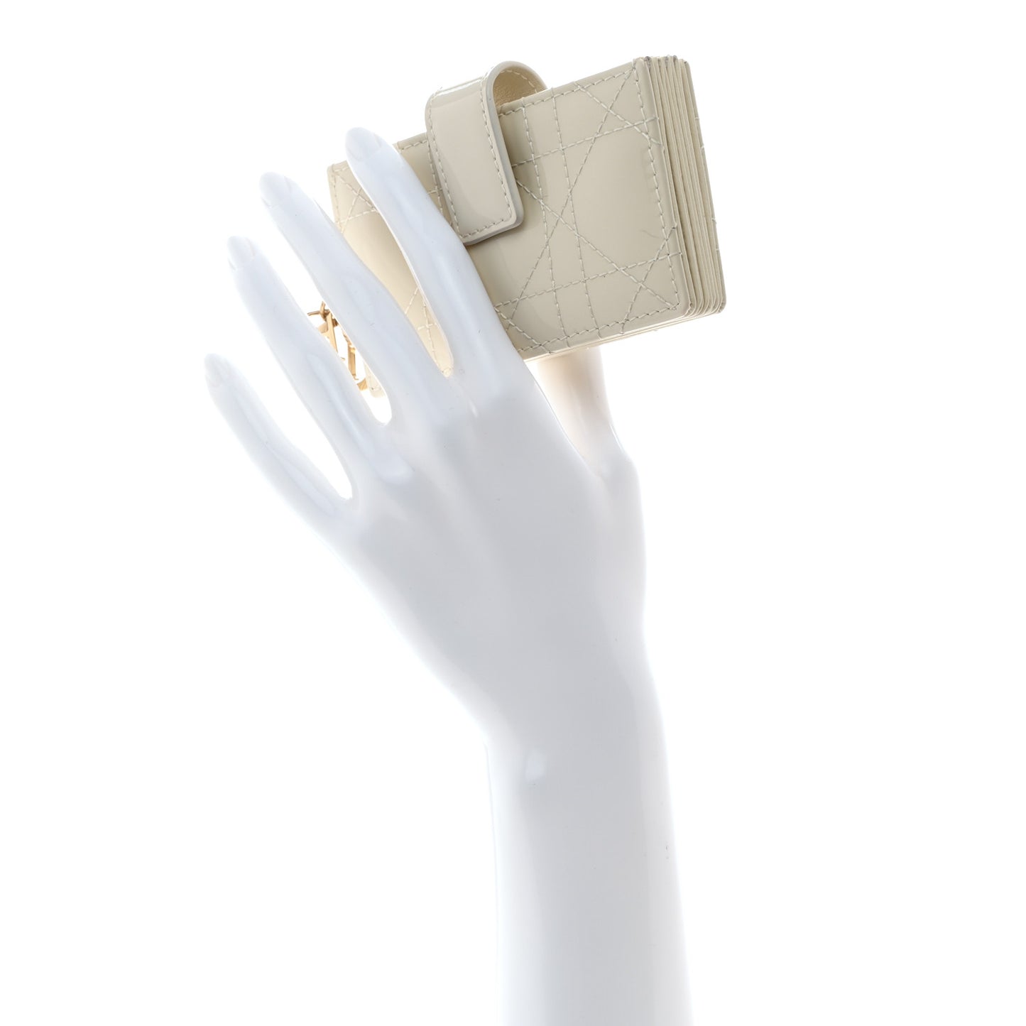 Patent Cannage Lady Dior 5-Gusset Card Holder White