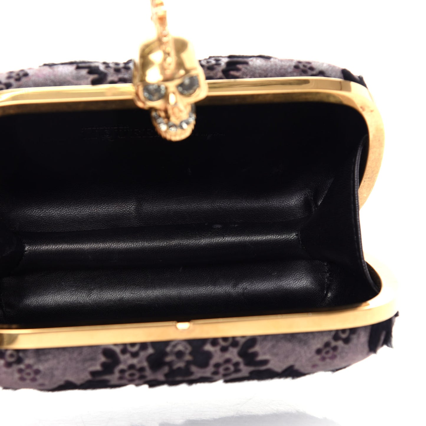Baroque Print Calf Hair Skull Box Clutch Black