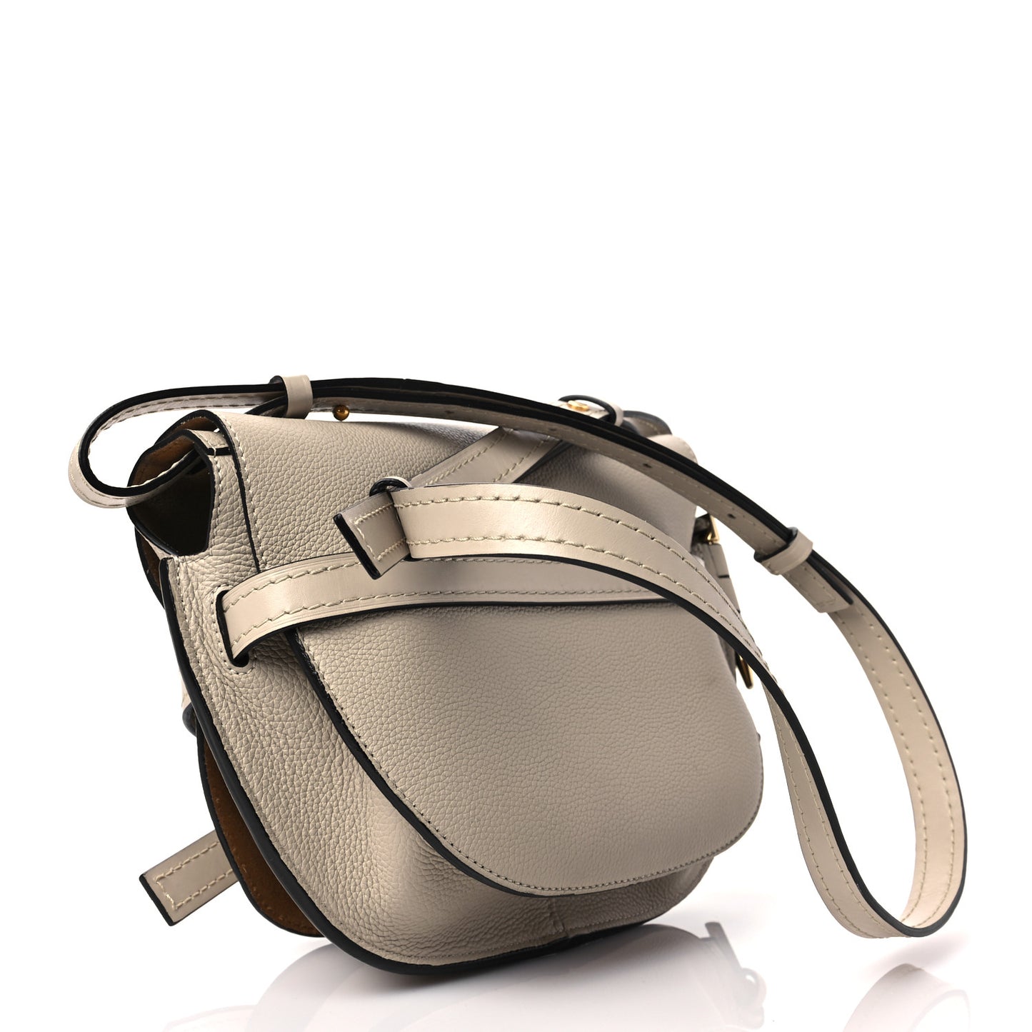 Grained Calfskin Small Gate Crossbody Bag Light Oat