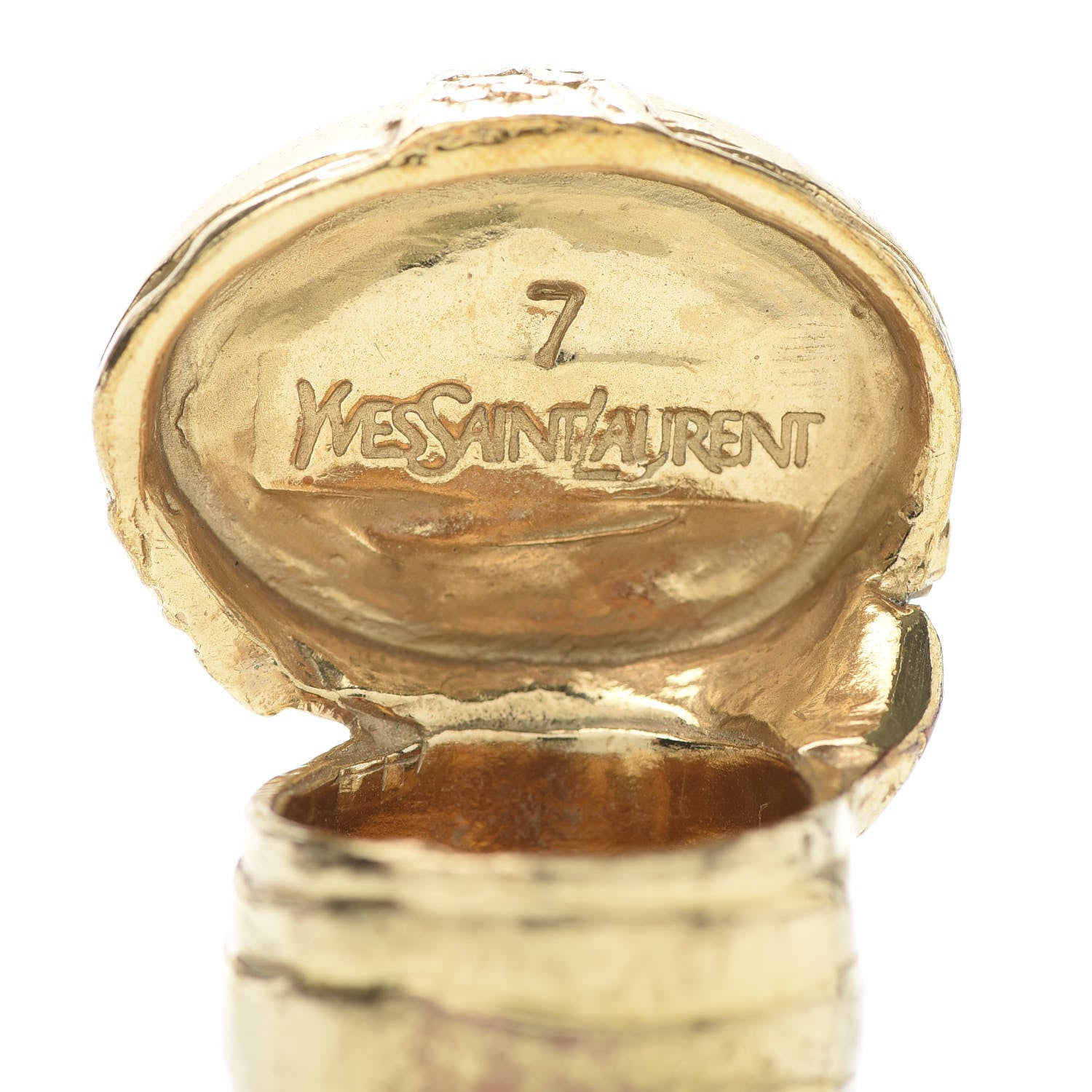 Saint Laurent Glass Cabochon Arty Ovale Ring 7 Gold Pink 5 of 5