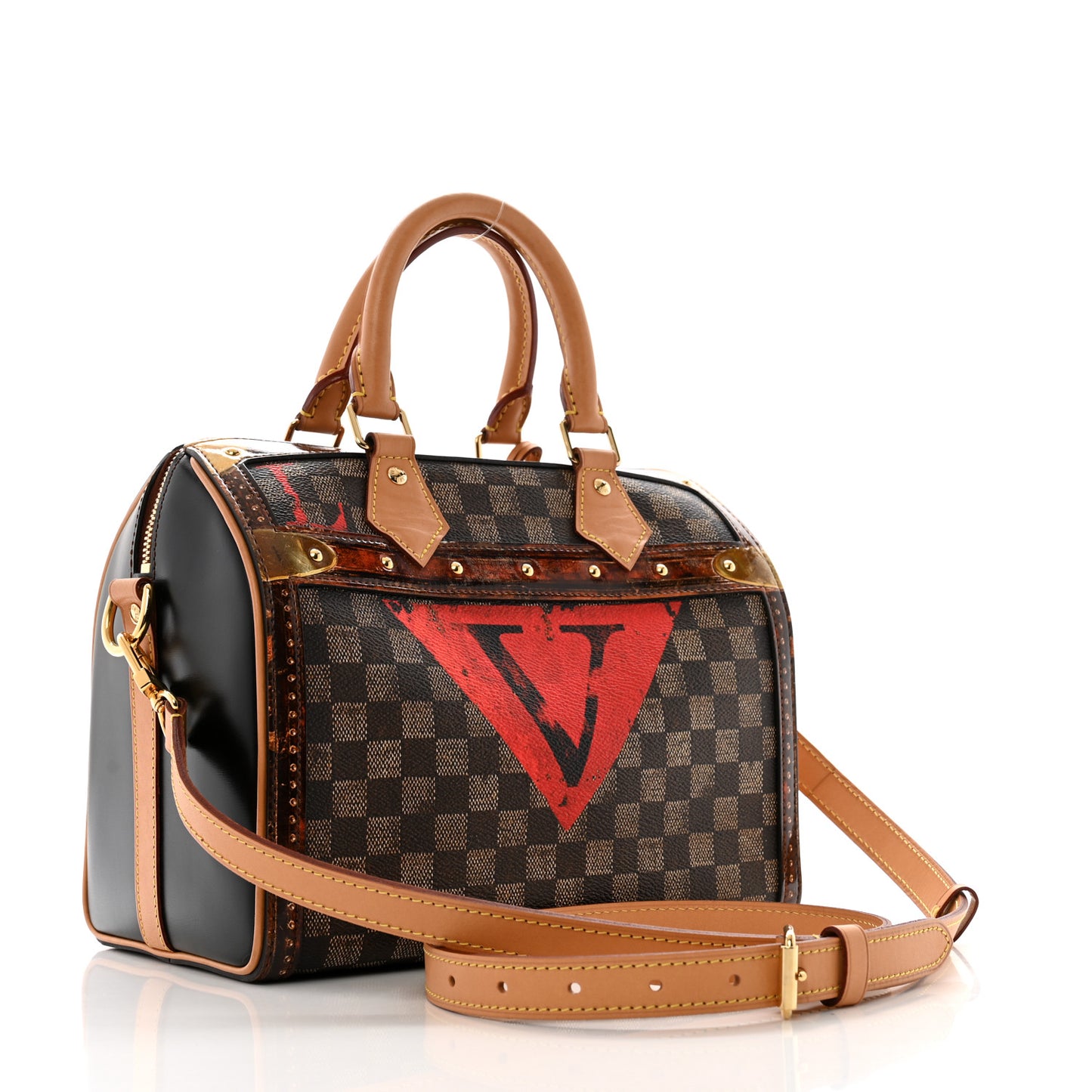 Transformed Damier Ebene Time Trunk Speedy Bandouliere 25 Black