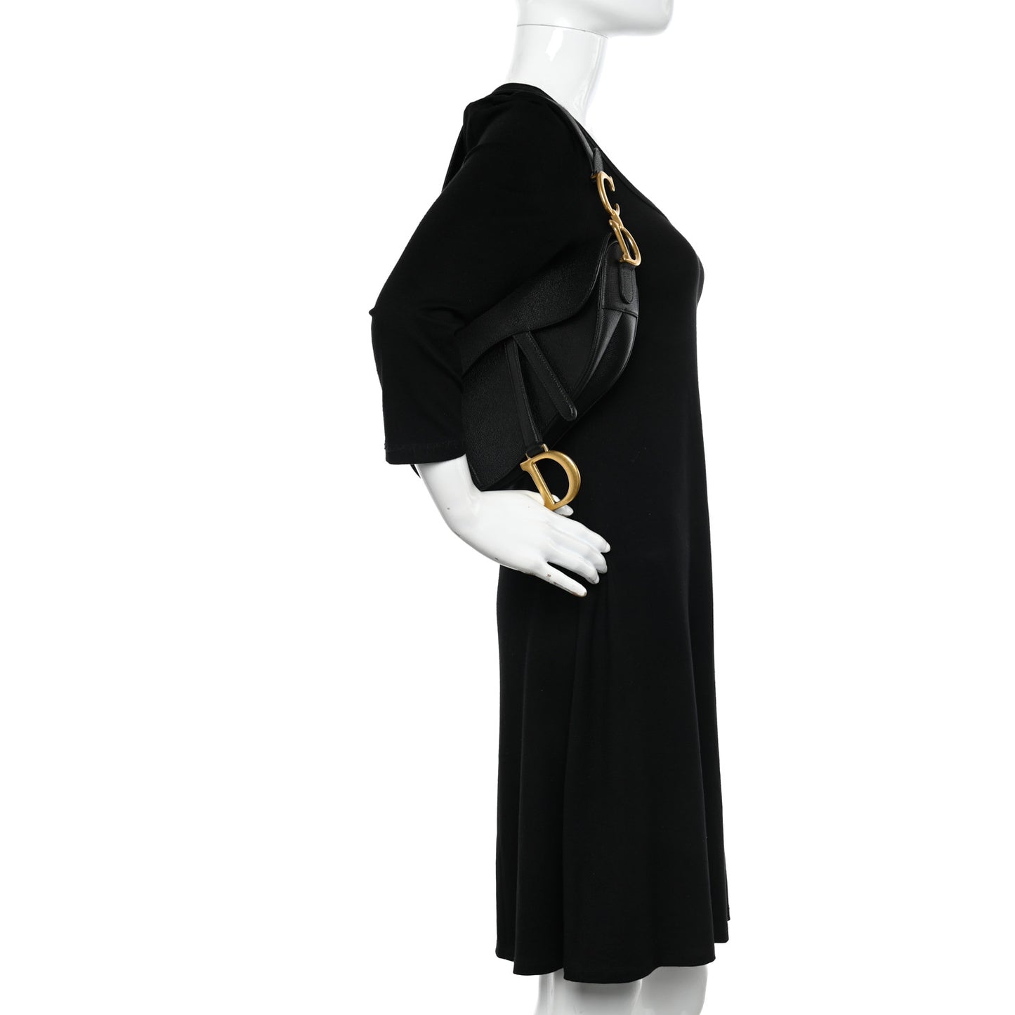 Grained Calfskin Saddle Bag Black