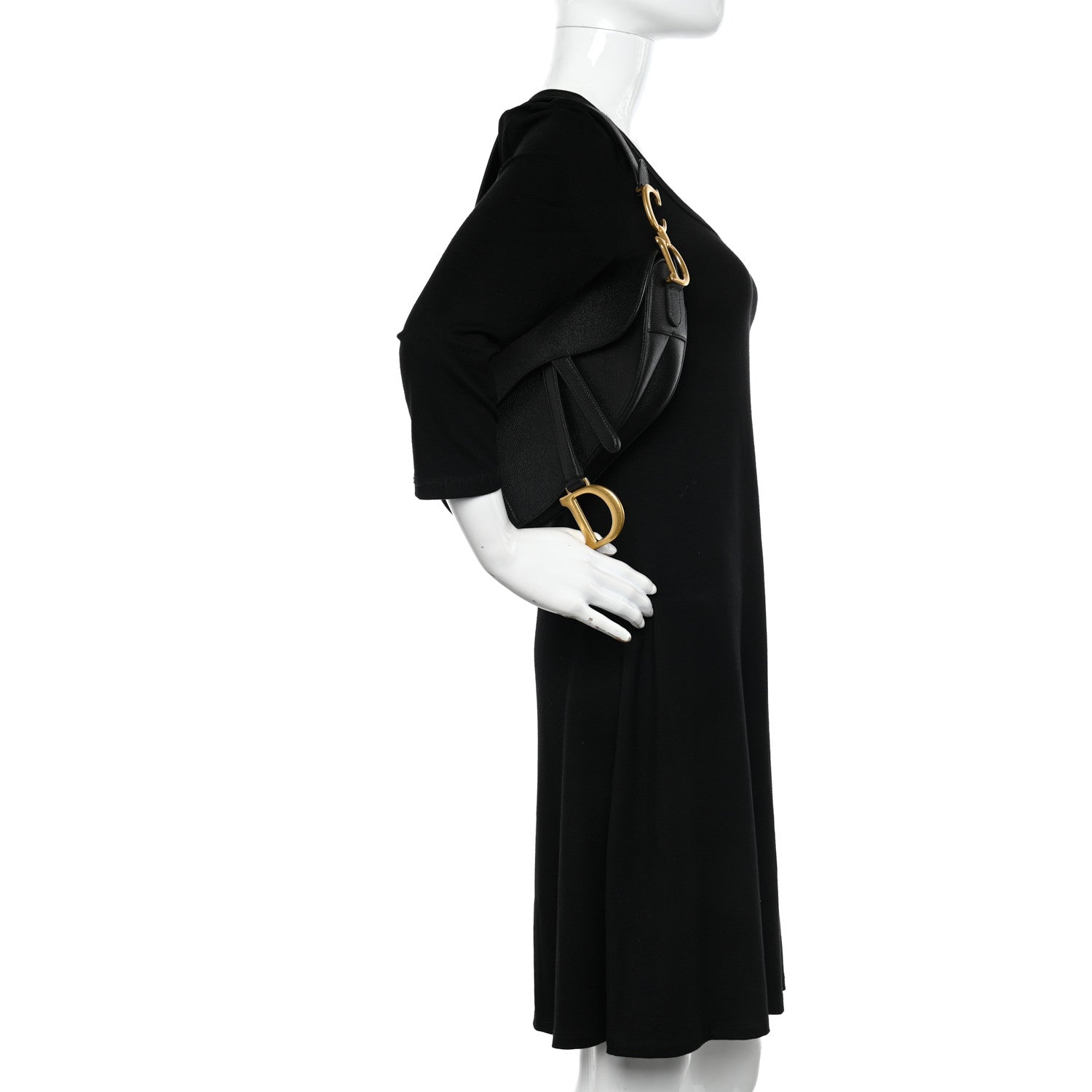 Christian Dior Grained Calfskin Saddle Bag Black 2 of 10