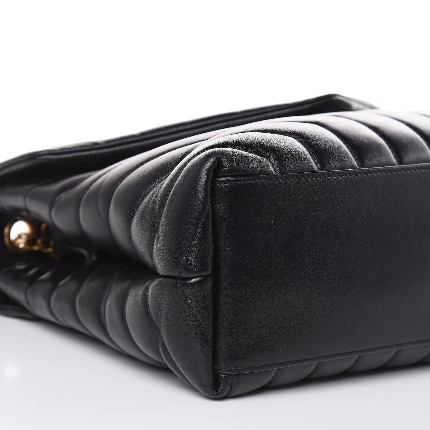 Calfskin Y Quilted Monogram Medium Loulou Chain Satchel Black