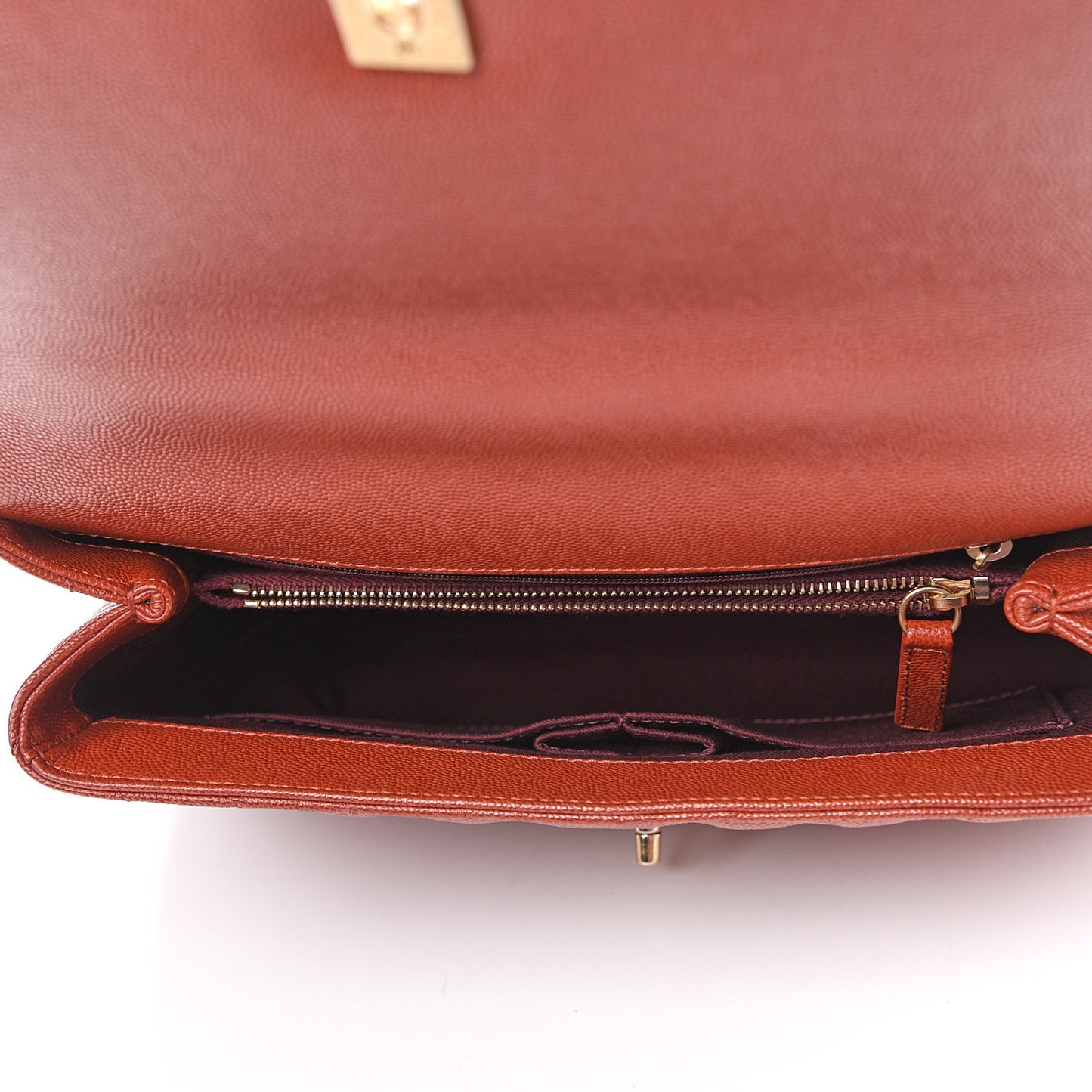 Caviar Chevron Quilted Small Coco Handle Flap Dark Orange