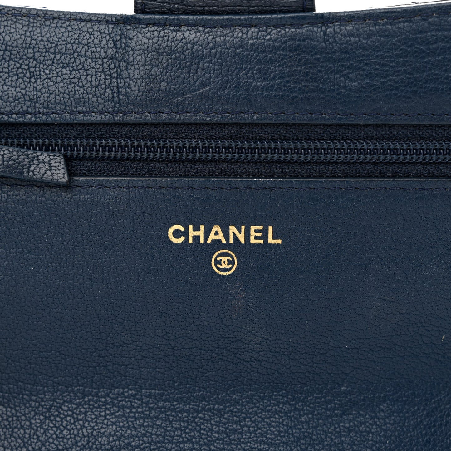 Patent Goatskin Quilted CC Eyelet Wallet On Chain WOC Blue