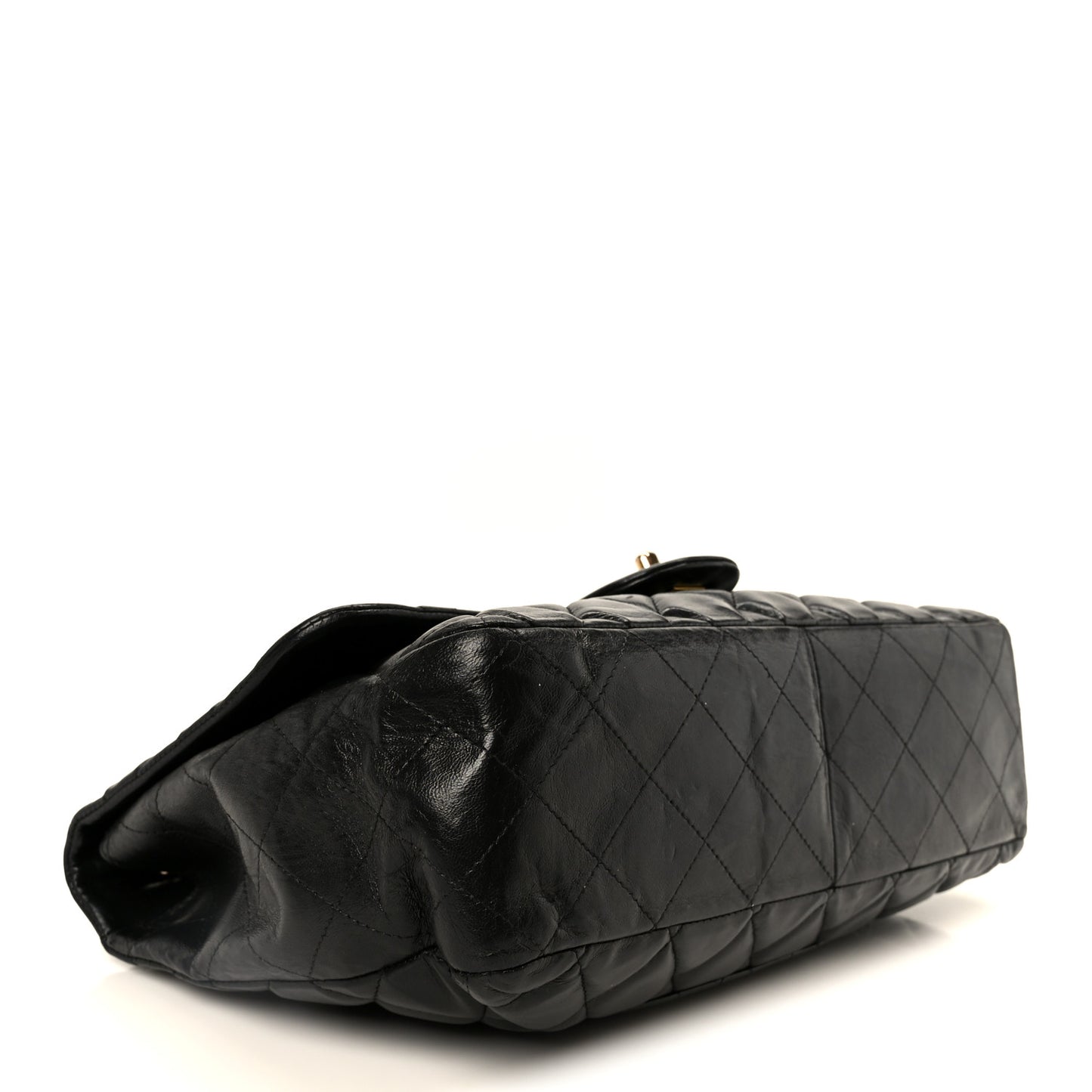 Lambskin Quilted Jumbo Single Flap Black