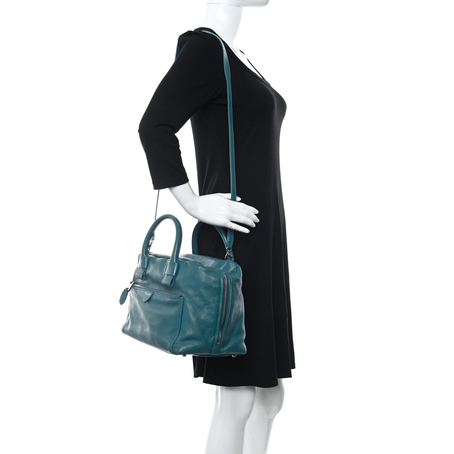 Rubber Coated Calfskin Antonia Satchel Blue