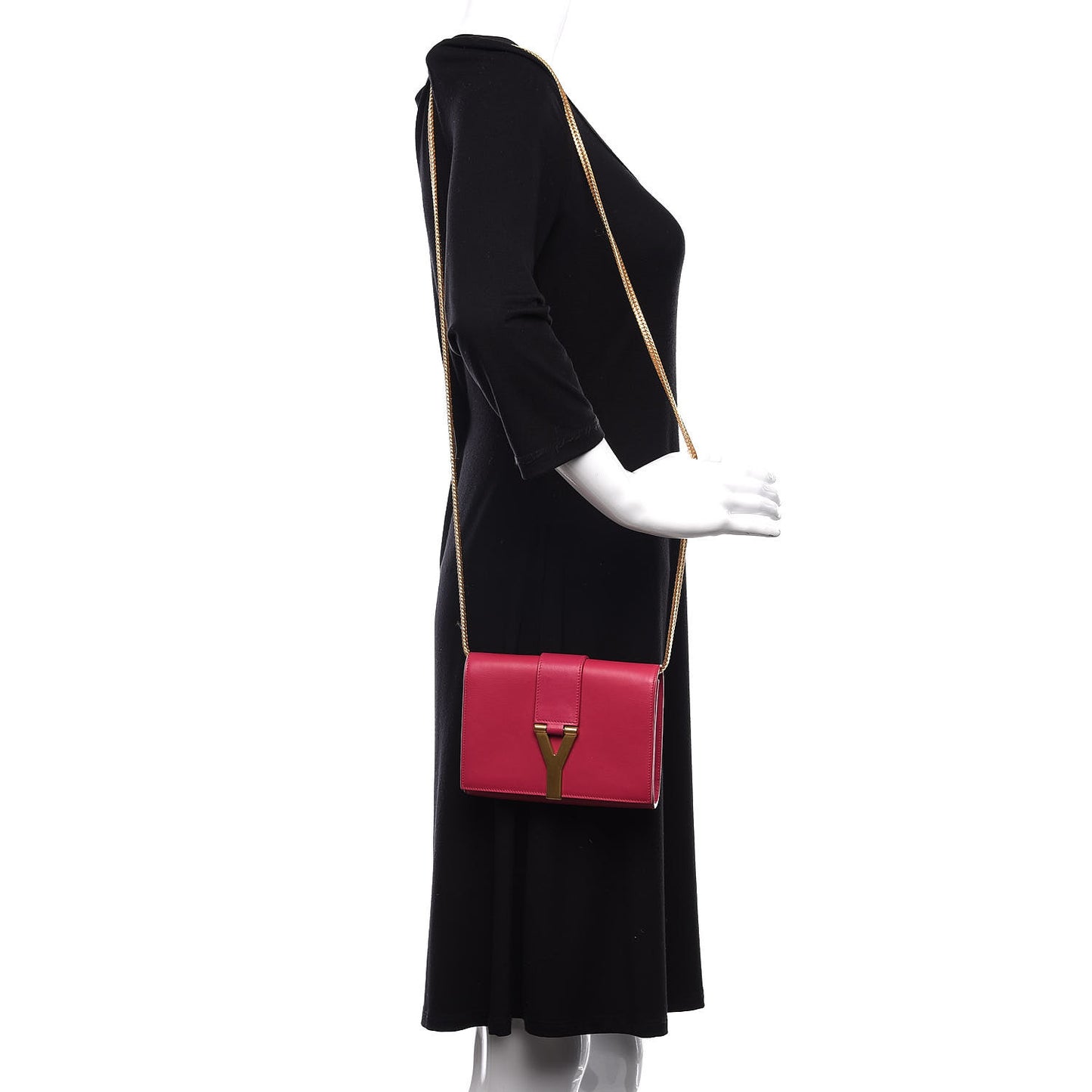 Calfskin Small Classic Y Satchel Fuchsia