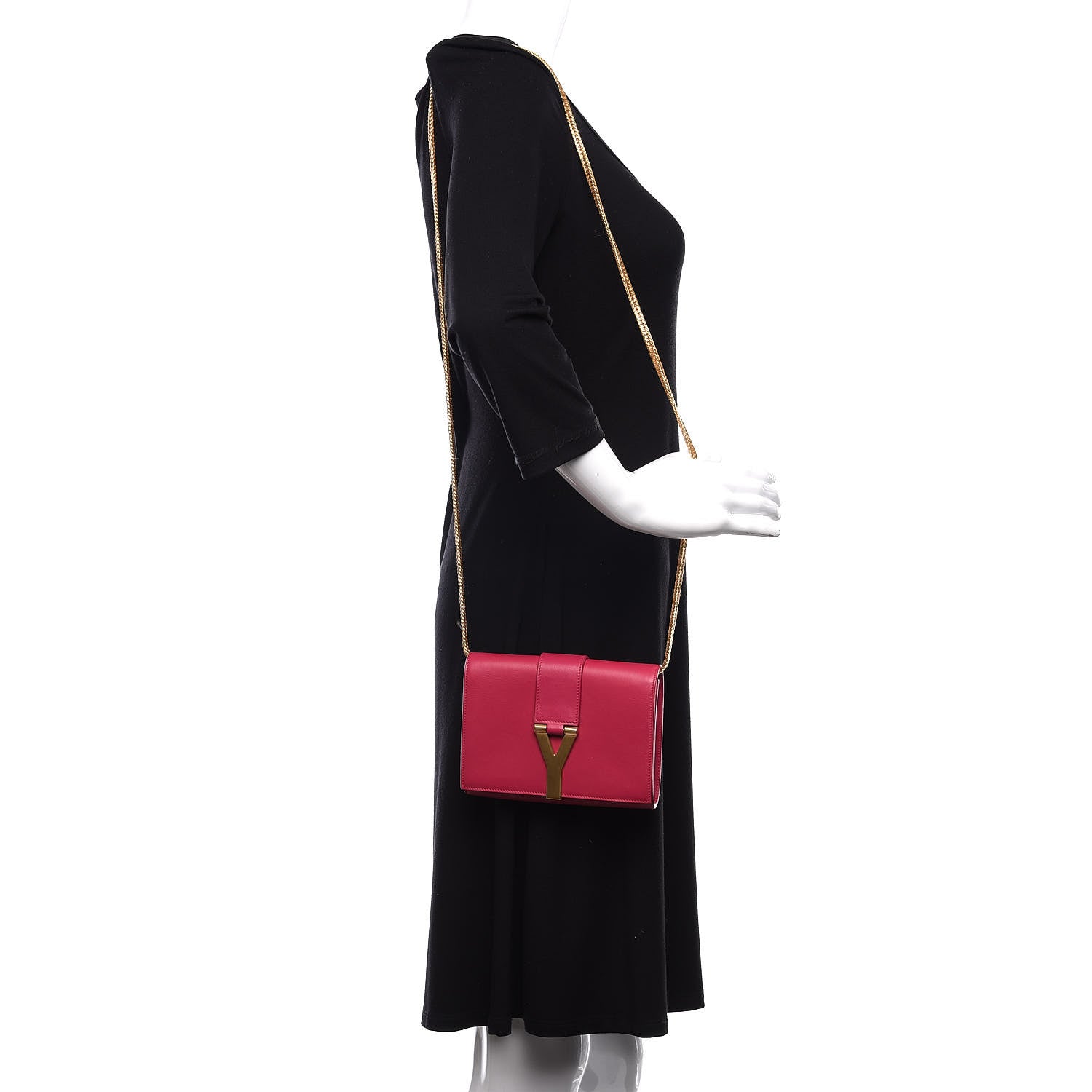 Saint Laurent Calfskin Small Classic Y Satchel Fuchsia 2 of 9