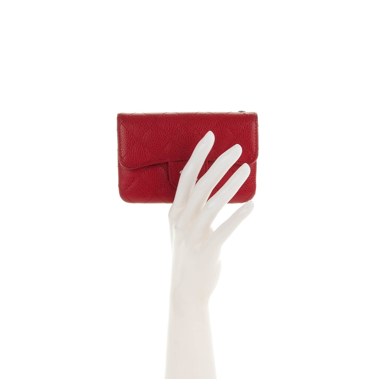 Caviar Quilted Coin Purse Red