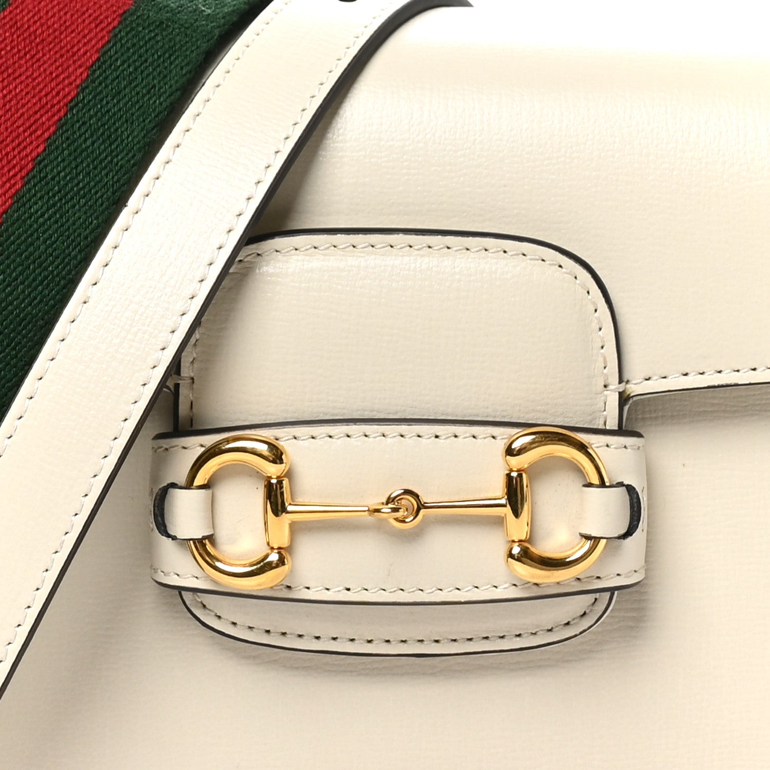 Gucci Azalea Calfskin Web Mini Horsebit 1955 Shoulder Bag Mystic White 8 of 10