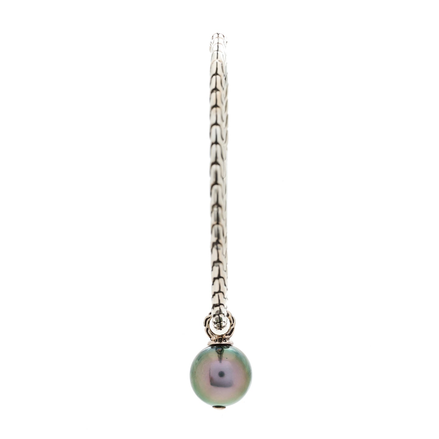 Sterling Silver Tahitian Pearl Drop Hoop Earrings