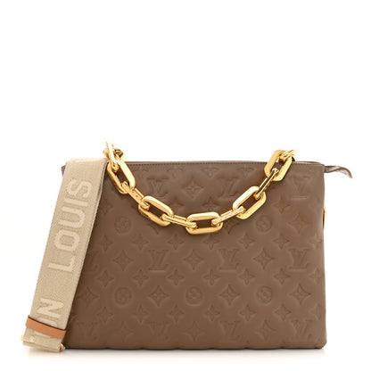 Louis Vuitton Lambskin Embossed Monogram Coussin MM Taupe 1 of 11