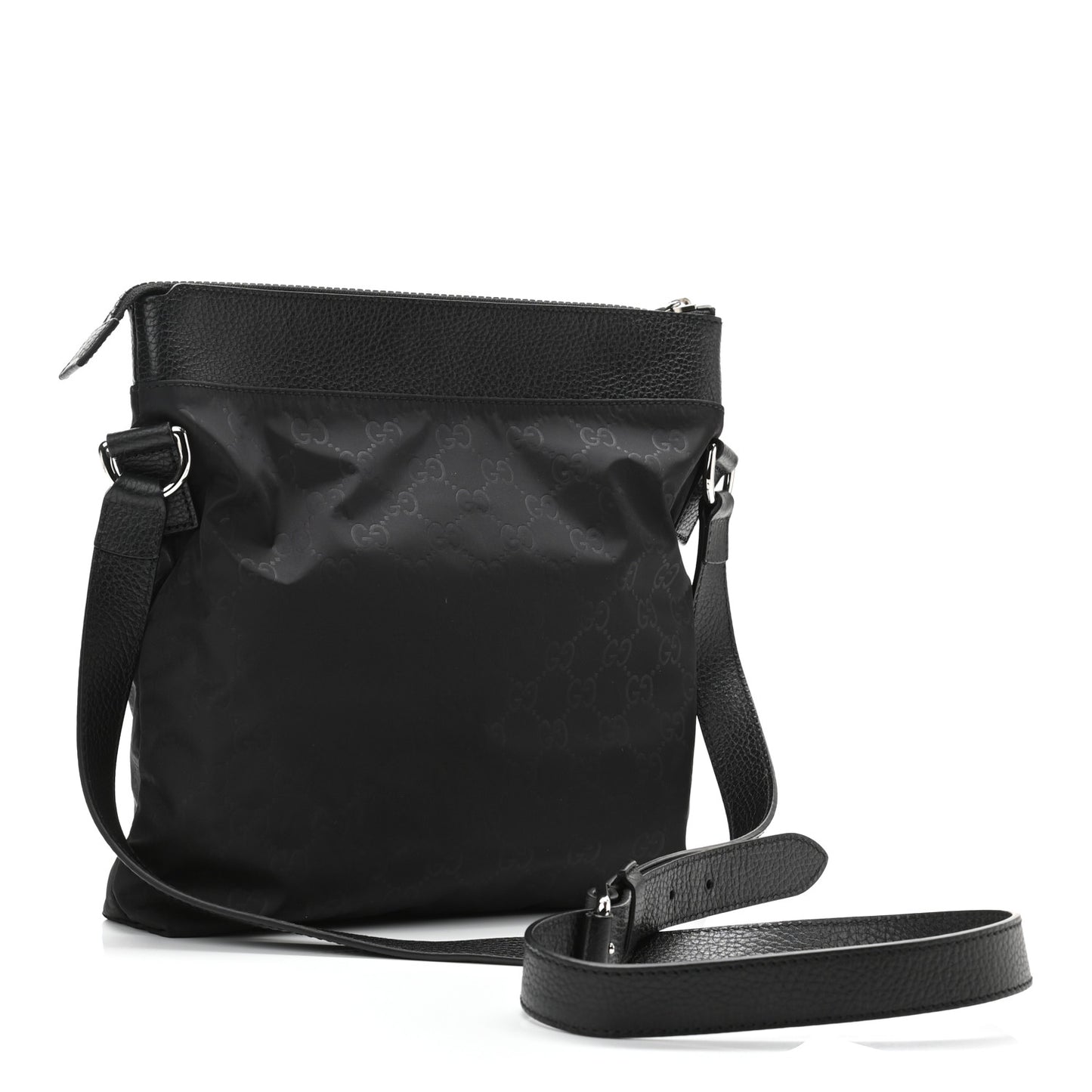 Nylon Monogram Dollar Calfskin Flat Messenger Bag Black