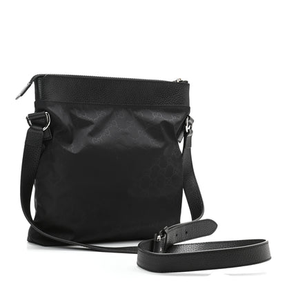 Gucci Nylon Monogram Dollar Calfskin Flat Messenger Bag Black 3 of 10