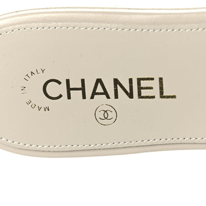 Chanel Lambskin Quilted Turnlock Flat Mules 39 Light Grey 9 of 11