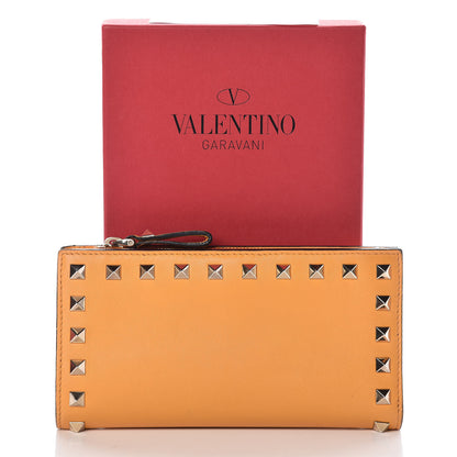 Valentino Garavani Calfskin Rockstud Continental Wallet Mandarin Sorbet 10 of 10