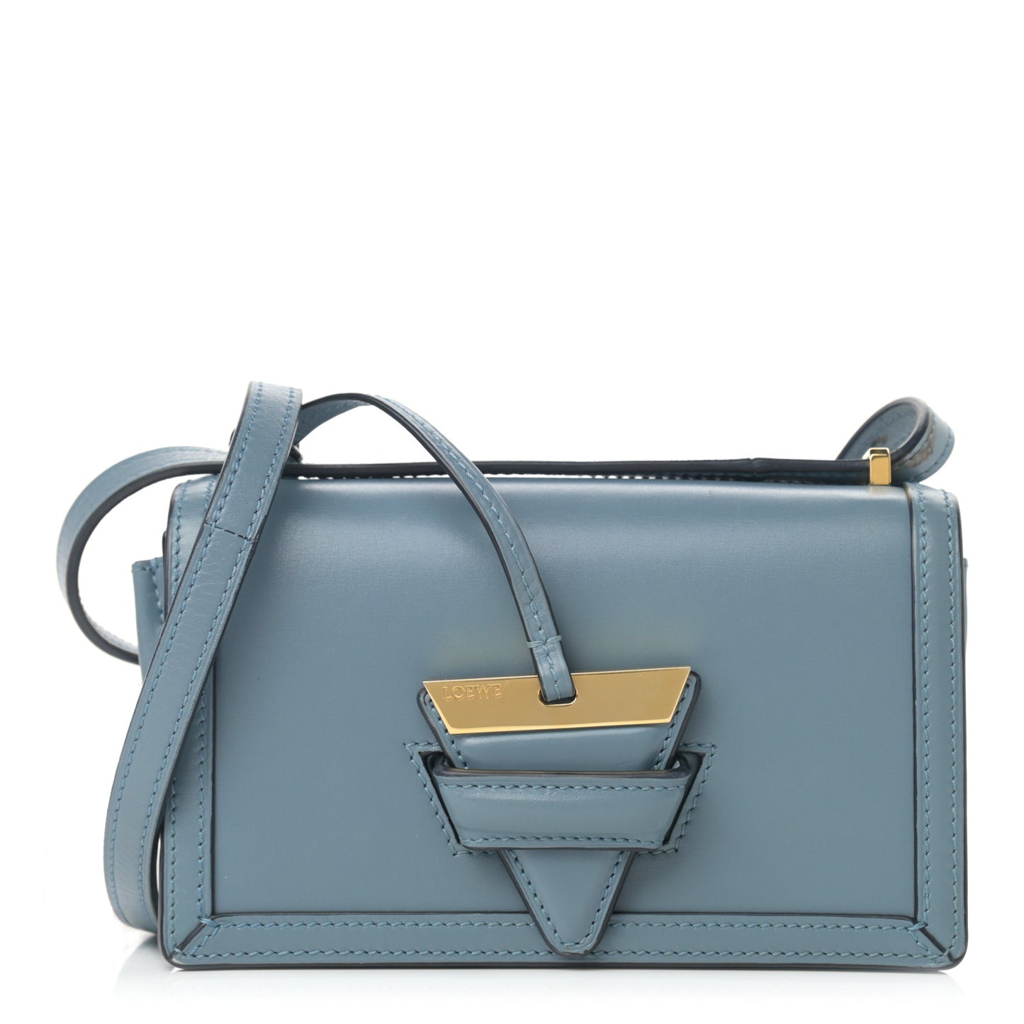 Calfskin Medium Barcelona Shoulder Bag Stone Blue