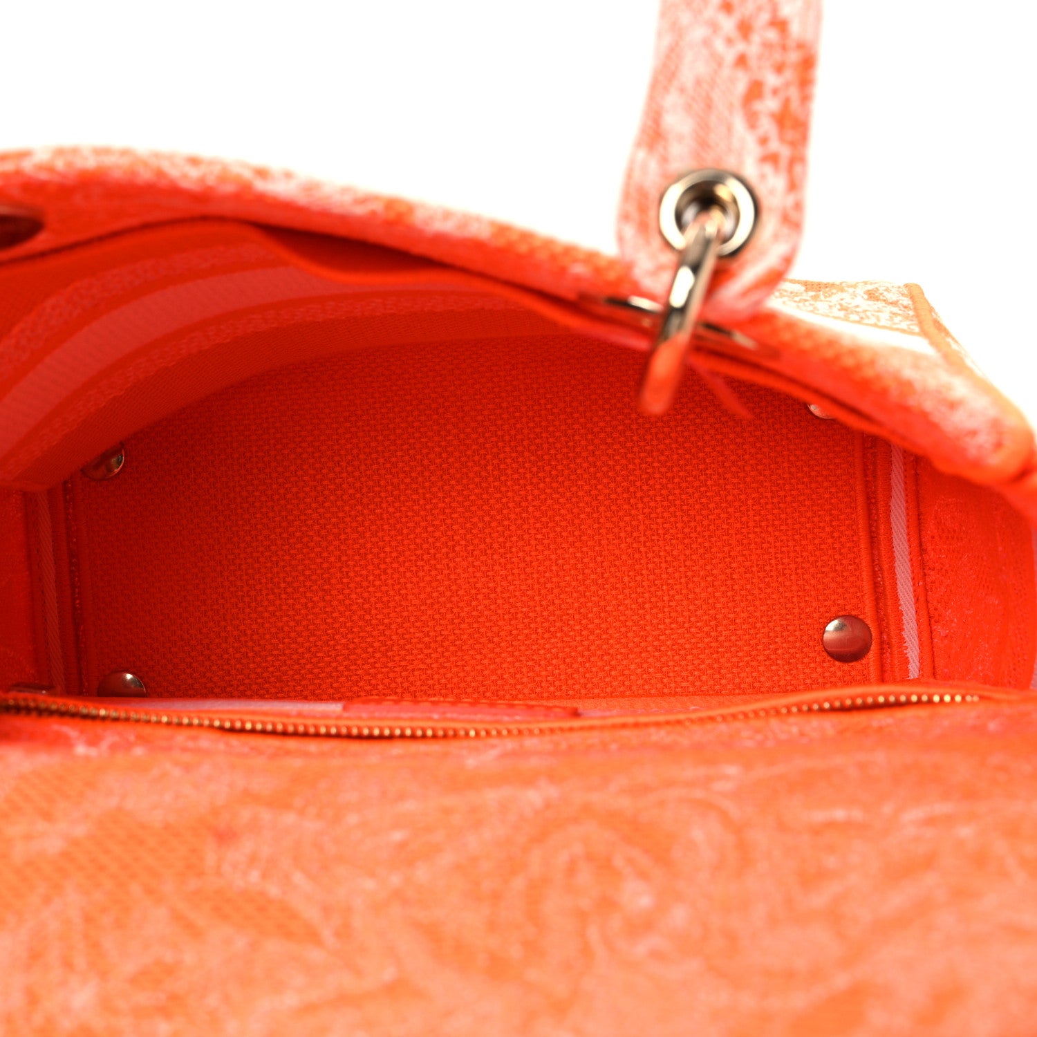 Christian Dior Canvas Toile De Jouy Reverse Embroidered Medium Lady D-Lite Fluorescent Orange 6 of 13