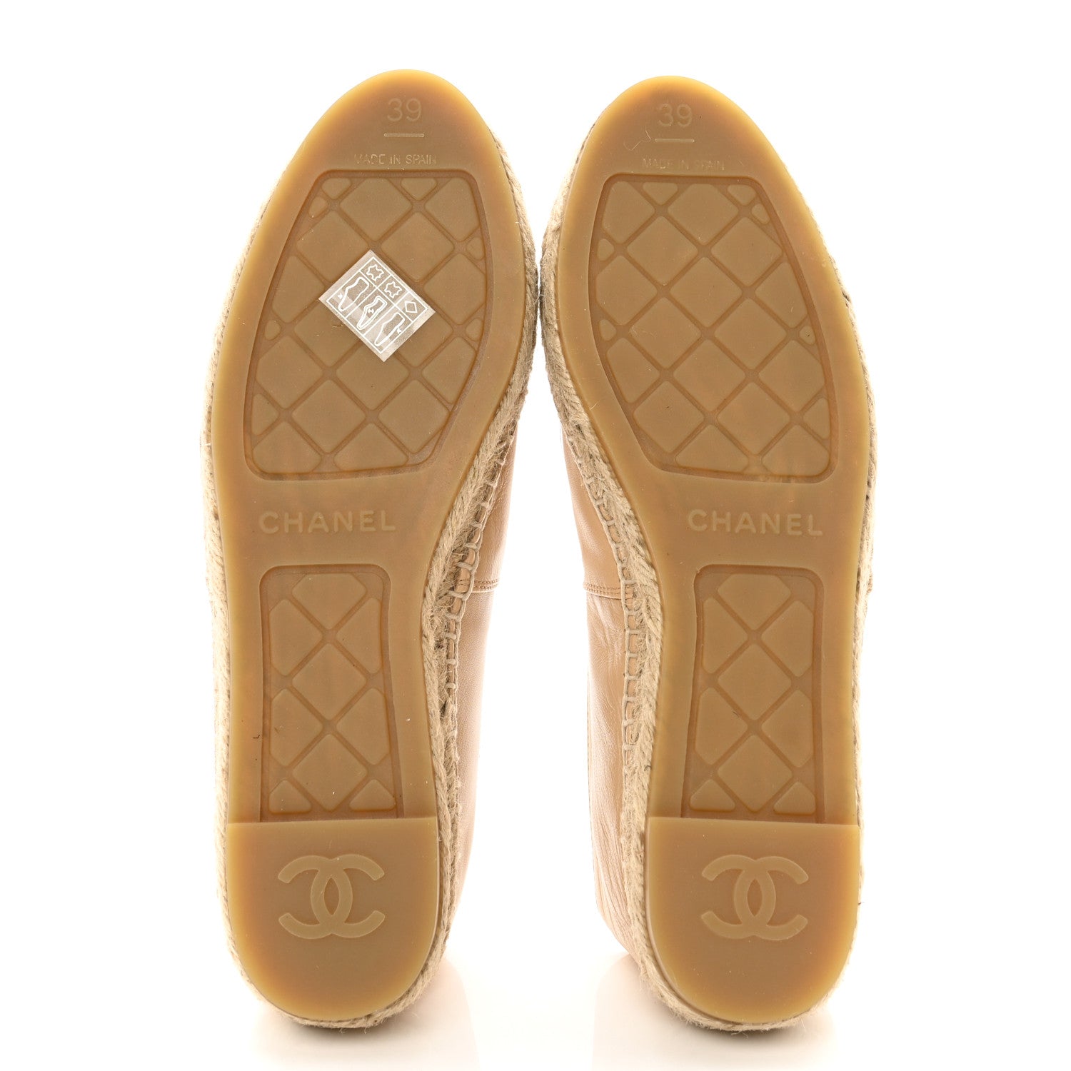 Chanel Lambskin CC Espadrilles 39 Beige Black 5 of 9