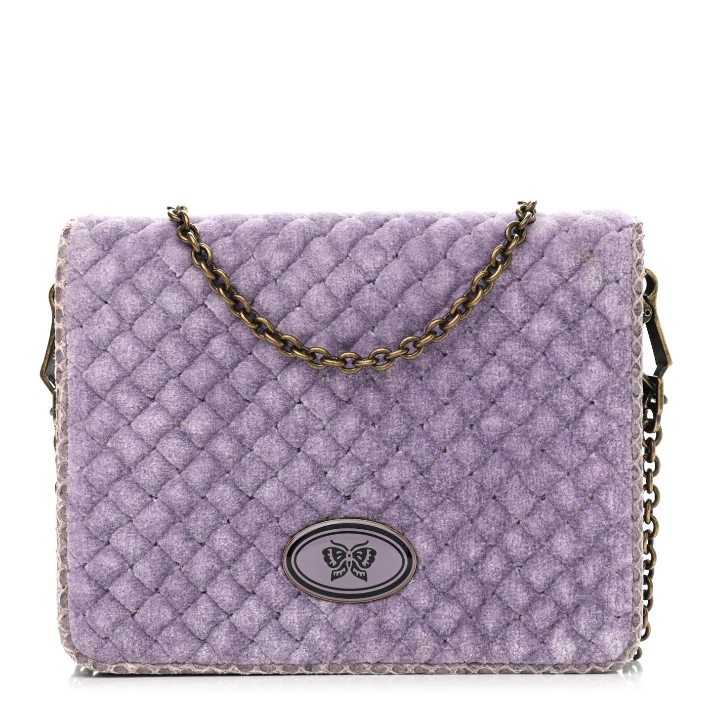 Velvet Ayers Intrecciato Butterfly Chain Wallet Lilac