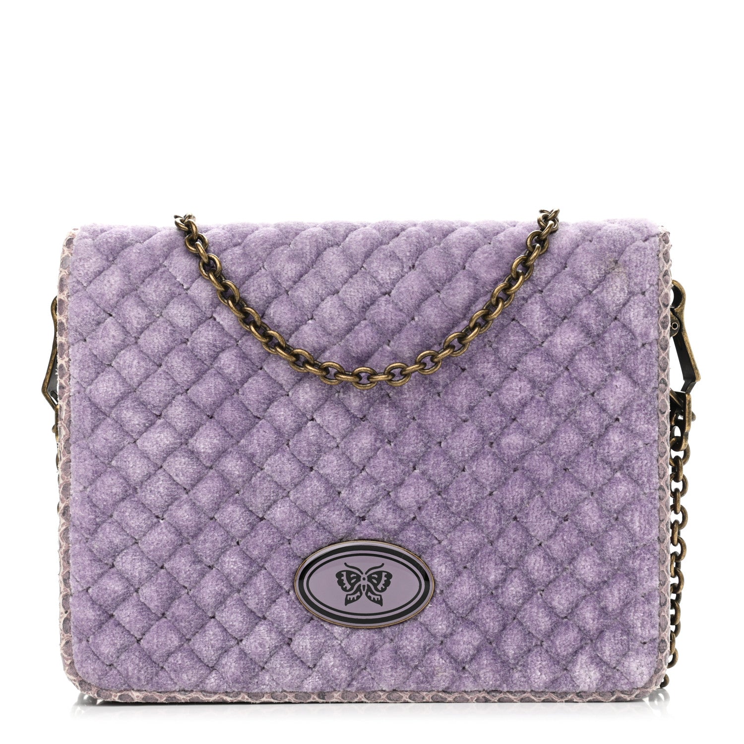 Bottega Veneta Velvet Ayers Intrecciato Butterfly Chain Wallet Lilac 1 of 10