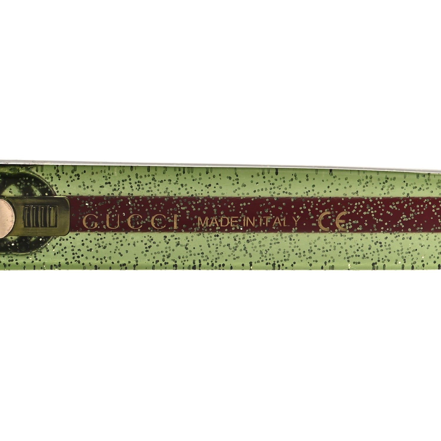 Gucci Acetate Square Frame Web Glitter Sunglasses GG0036S Black Green 5 of 7