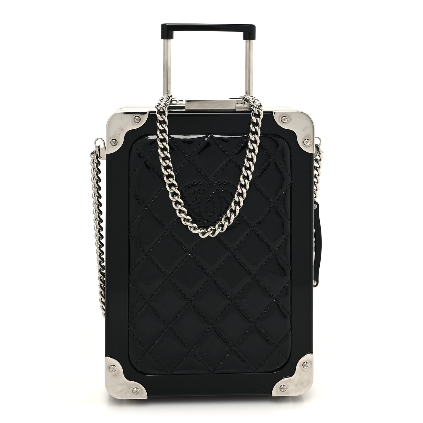 Plexiglass Patent Evening In The Air Mini Trolley Minaudiere Clutch Black Gold