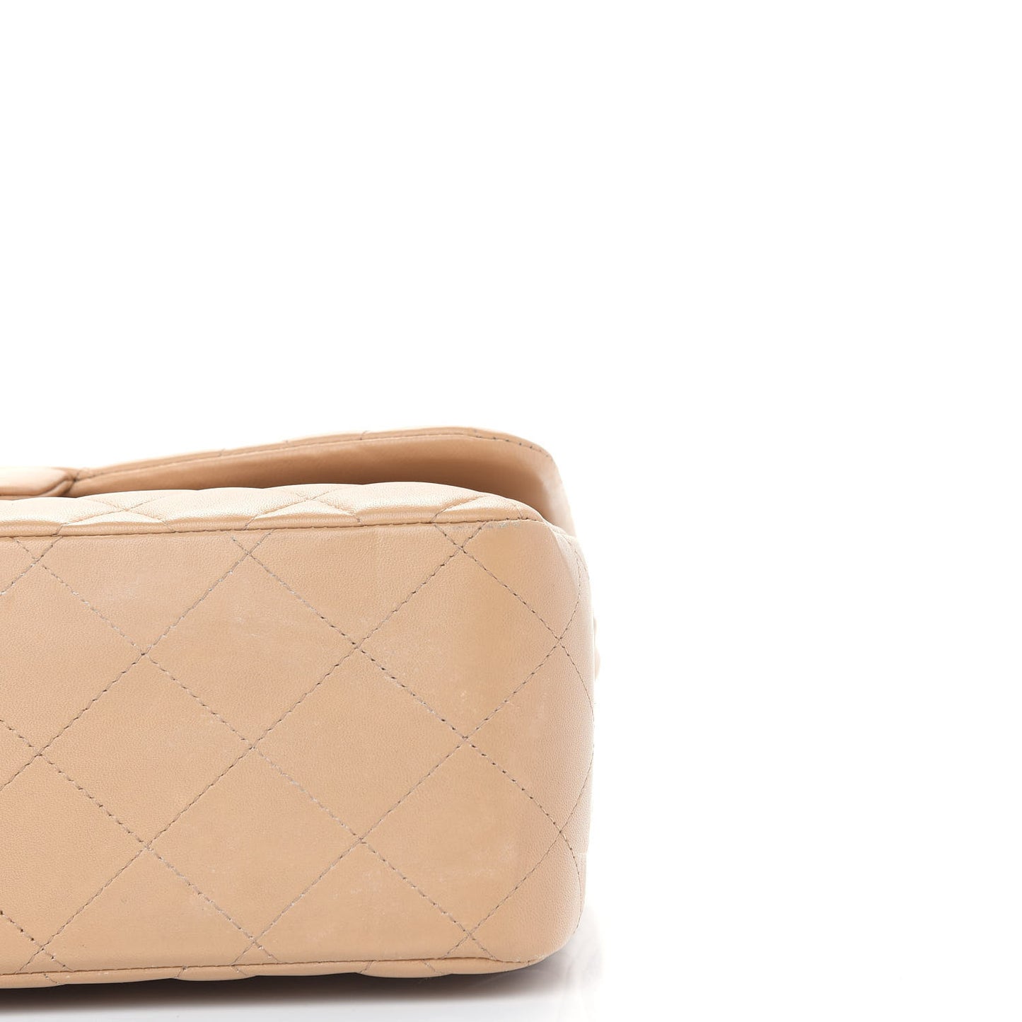 Lambskin Quilted Jumbo Double Flap Dark Beige