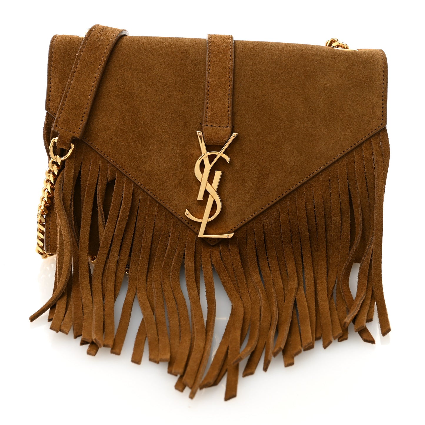 Suede Fringe Small Monogram Satchel Light Ocre