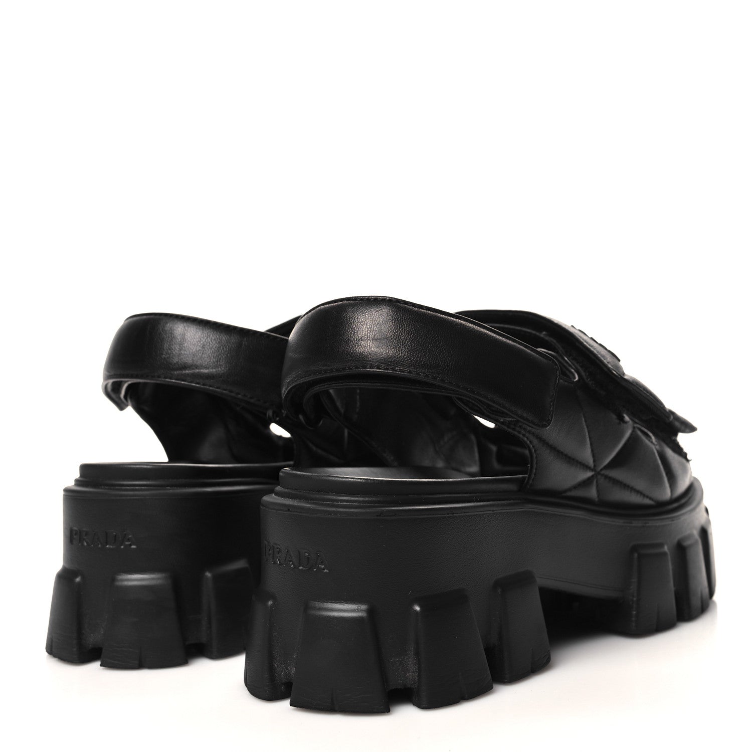 Prada Nappa Soft Metal Triangle Logo Padded Monolith 55mm Slingback Sandals 36 Black 4 of 9