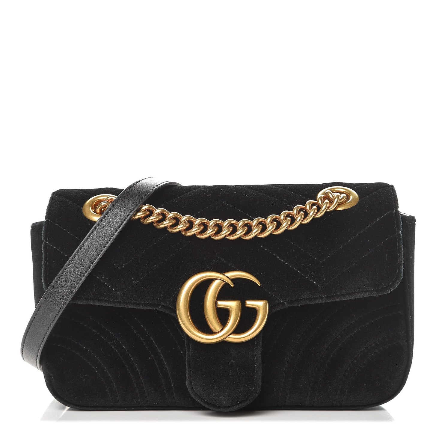 Velvet Matelasse Mini GG Marmont Shoulder Bag Black