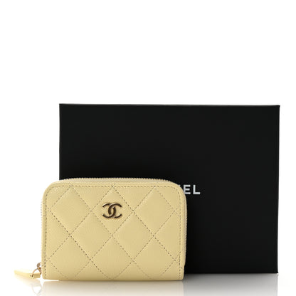 Chanel Caviar Quilted Zip Coin Purse Light Yellow 8 of 8