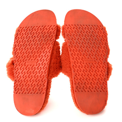 Hermes Woolskin Womens Chypre Sandals 40 Orange 5 of 12