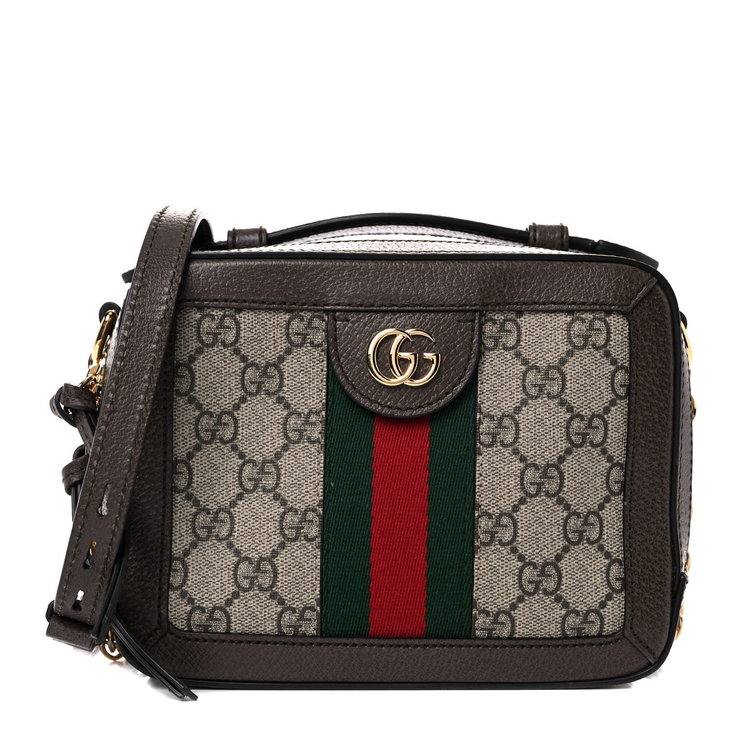 Gucci GG Supreme Monogram Mini Ophidia Top Handle Shoulder Bag Brown 1 of 9
